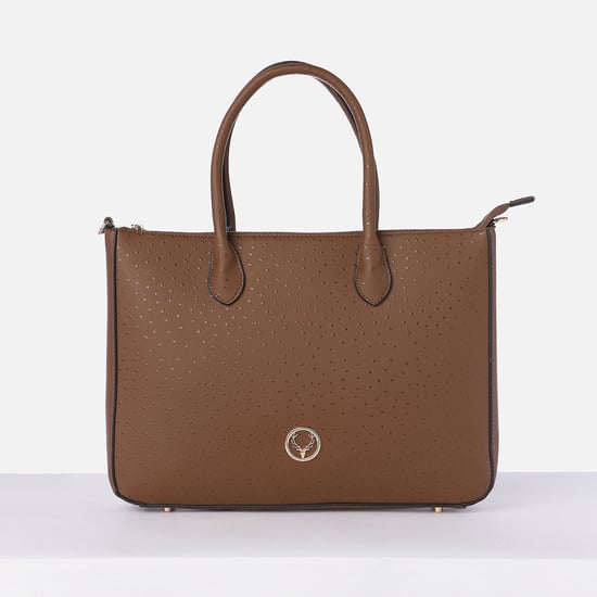 ALLEN SOLLY Textured Handheld Bag Brown