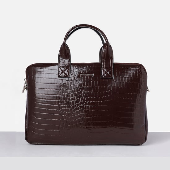 ALLEN SOLLY Croc-Textured Laptop Bag