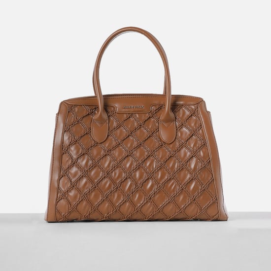 ALLEN SOLLY Quilted Handheld Bag Brown