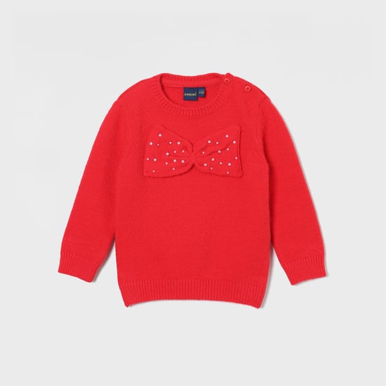 JUNIORS Girls Bow-Detailed Sweater