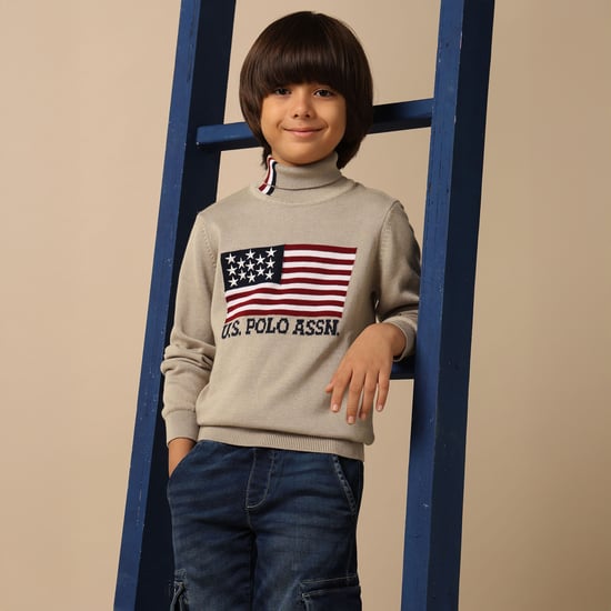 US POLO ASSN KIDS Boys Brand Knit Turtleneck Sweater