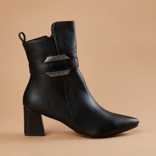 GINGER Embellished Block-Heel Ankle Boots