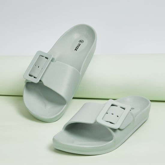 Women Solid Buckle Sliders