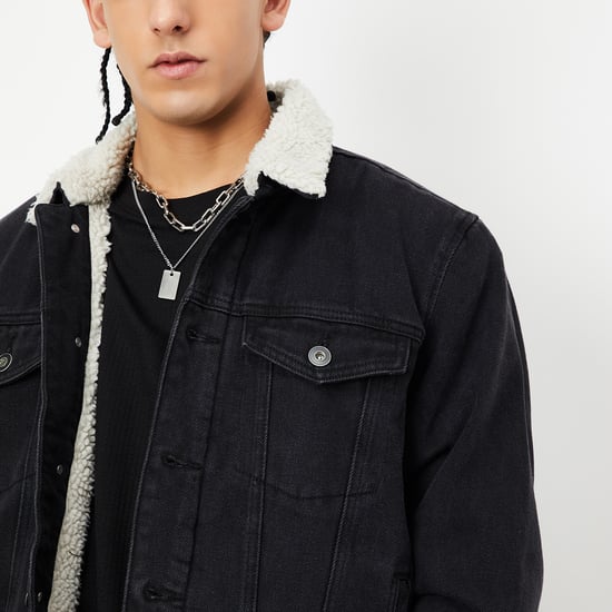 Men Fleece Lined Denim Jacket