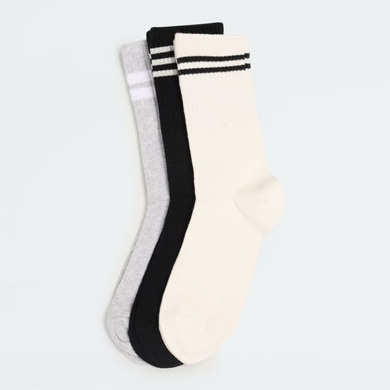 Women Striped Crew Length Socks - Pack of 3