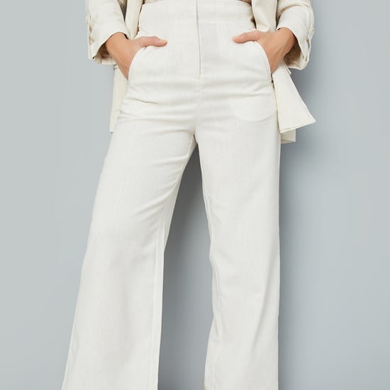 Buy Kalki x Max Women Solid Wide Leg Trousers Online at just Buy Kalki x Max Women Solid Wide Leg Trousers Online at just