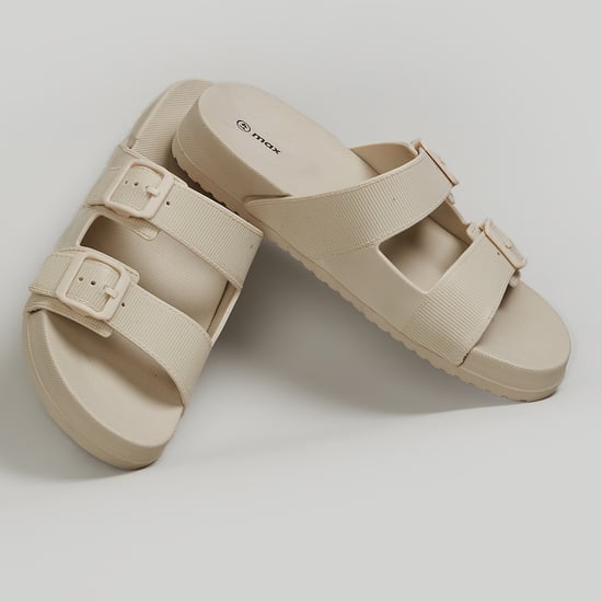 Women Dual Strap Flats with Buckles