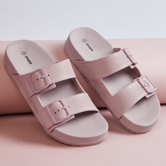 Women Dual Strap Flats with Buckles