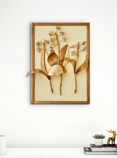Buy Panorama Glitz Metal Flower with Leaf Wall Accent from Home