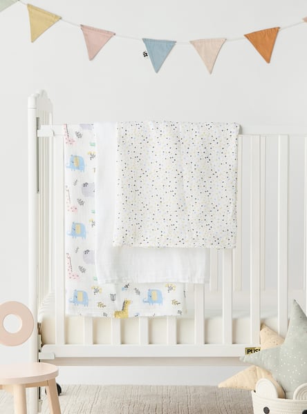 Juniors Printed Muslin Swaddle Blankets - Set of 3