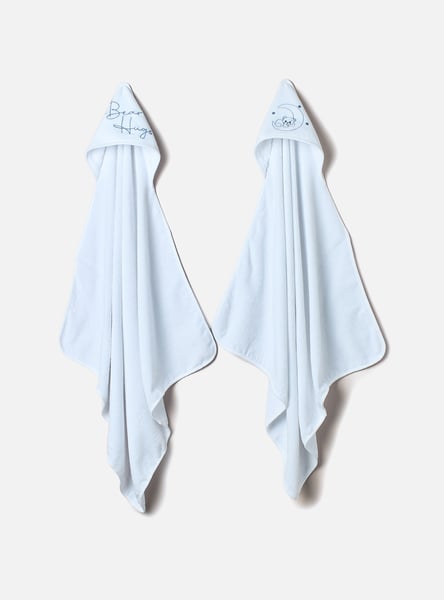 Juniors 2-Piece Bear Detail Hooded Towel Set - 80x80 cm