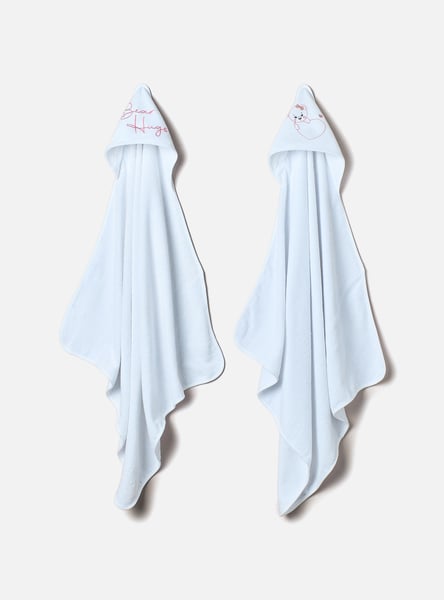 Juniors 2-Piece Bear Detail Hooded Towel Set - 80x80 cm