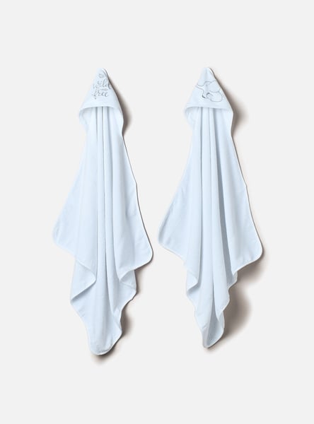 Juniors 2-Piece Embroidered Hooded Towel Set - 80x80 cm