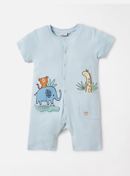 Juniors Applique Detail Romper with Short Sleeves and Snap Button Closure