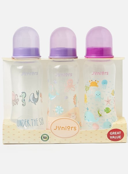 Juniors 3-Piece Printed Feeding Bottle Set - 250 ml