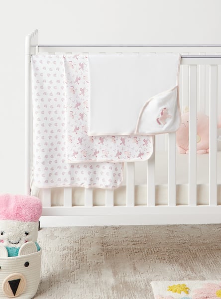 Juniors 3-Piece Printed Receiving Blanket Set - 80x80 cm