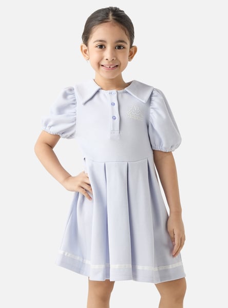 Kappa Pleated Tennis Dress with Puff Sleeves