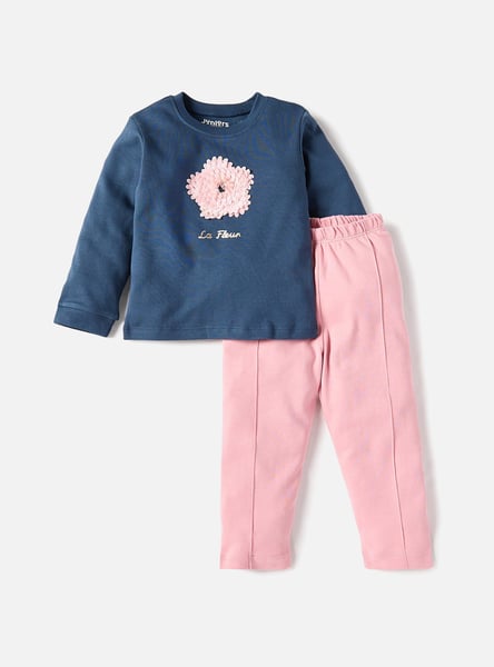 Juniors Floral Applique T-shirt and Pyjama Set