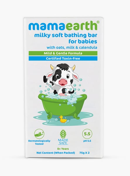 Mamaearth Milky Soft Bathing Bar for Babies - 75 g - Pack of 2