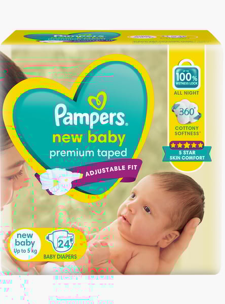 Pampers New Baby Premium Taped Diaper - Pack of 24