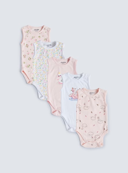 Juniors Printed Sleeveless Bodysuit - Set of 5