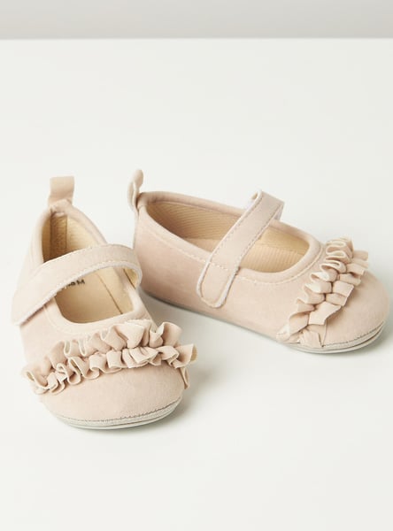 Giggles Solid Slip-On Booties with Ruffle Detail