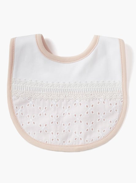 Giggles Schiffli Muslin Bib with Button Closure