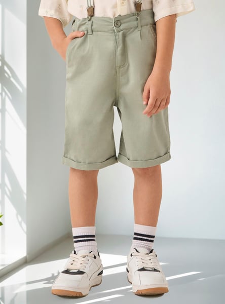 Juniors Solid Shorts with Suspenders