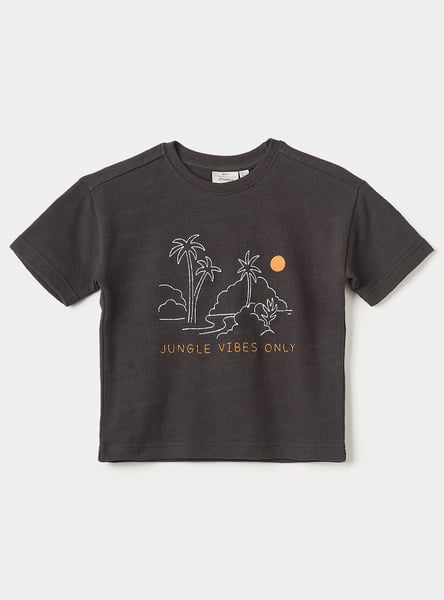 Juniors Embroidered Crew Neck T-shirt with Short Sleeves