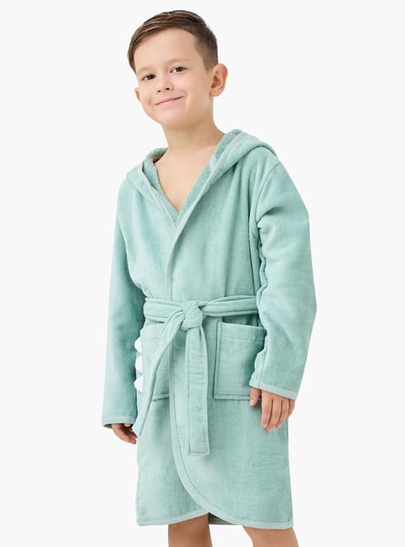 Juniors Animal Face Applique Terry Hooded Bathrobe