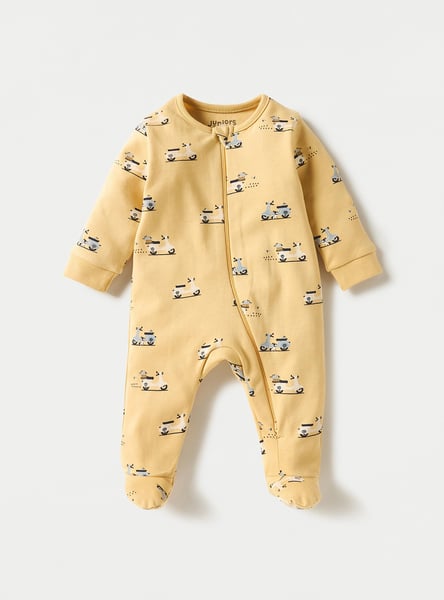Juniors Scooter Print Closed Feet Sleepsuit with Long Sleeves and Zip Closure