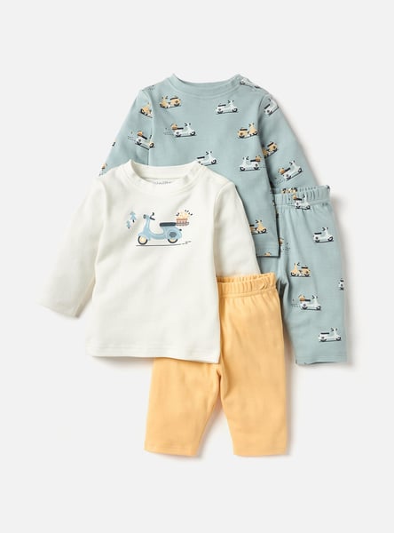 Juniors Scooter Print Long Sleeves T-shirt and Pyjamas - Set of 2