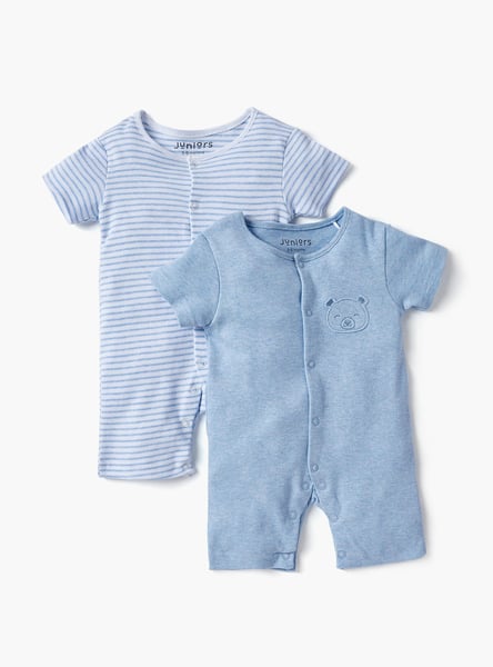 Juniors Assorted Romper with Short Sleeves and Button Closure - Set of 2