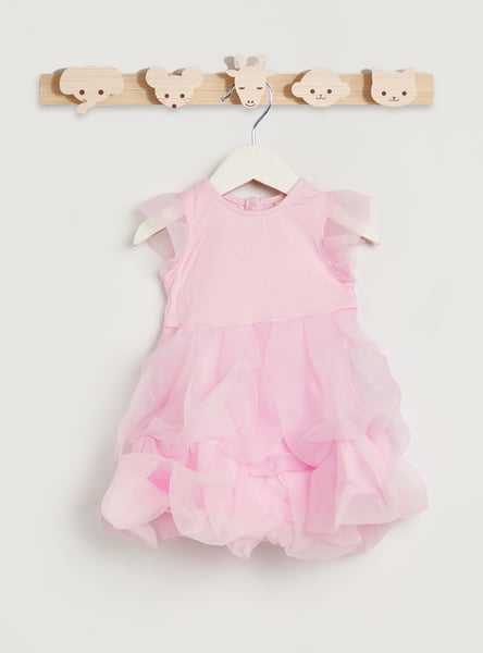 Juniors Solid Sleeveless Dress with Ruffle Detail