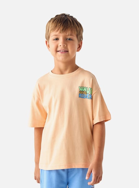 Juniors Typographic Print Crew Neck T-shirt with Short Sleeves