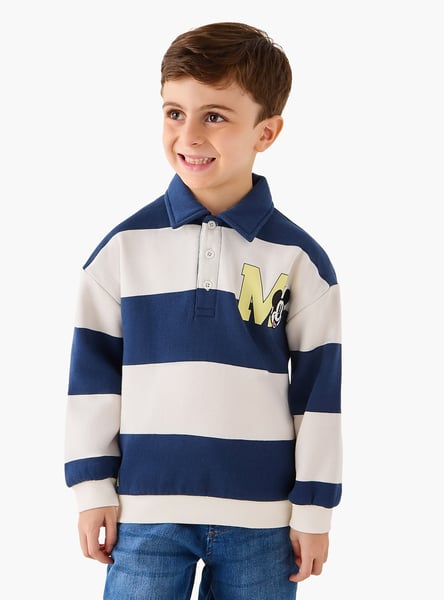 Juniors Mickey Mouse Print Polo Sweatshirt with Long Sleeves