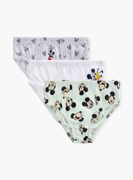 Mickey Mouse Print Briefs with Elasticated Waistband - Set of 3