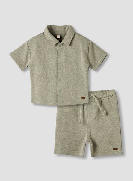 Giggles Textured Shirt and Shorts Set