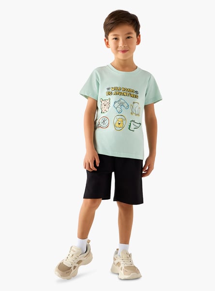 Juniors Printed T-shirt and Shorts Set