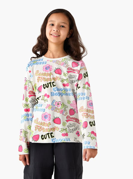 Juniors Printed Long Sleeve T-shirt