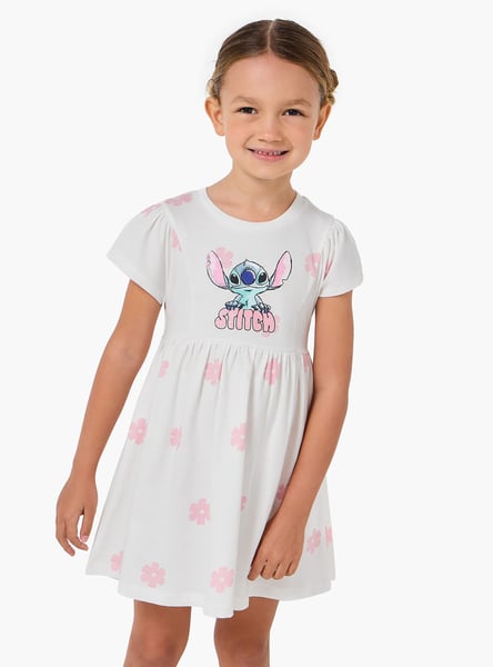 Juniors Stitch Print A-line Dress