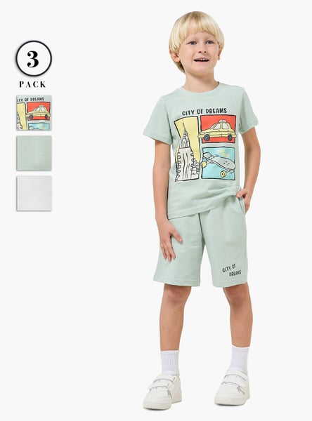Juniors Graphic Print T-shirt and Shorts Set - Set of 3