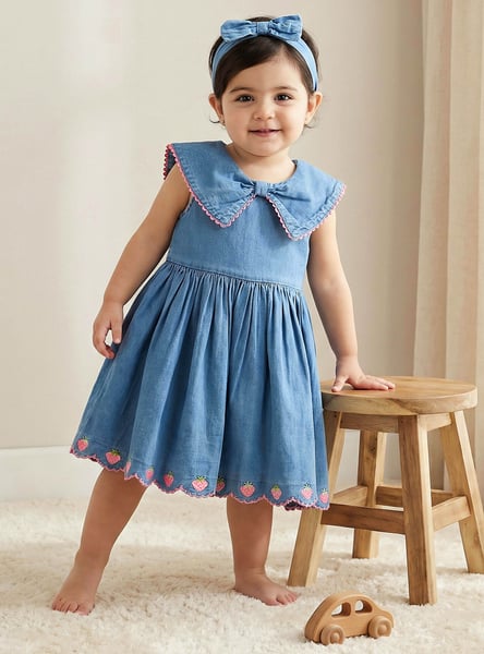 Juniors Collared Sleeveless A-line Dress with Headband