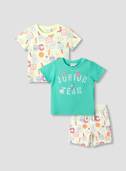 Juniors 3 Piece Printed T-shirt and Shorts Set