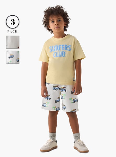 Juniors Printed 3 Piece T-shirts and Shorts Set