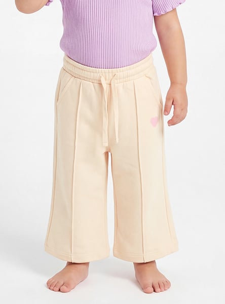 Junior Heart Print Wide Leg Track Pants
