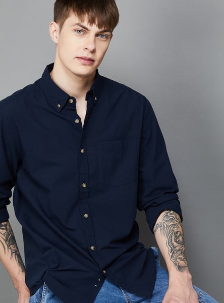 FAME FOREVER Men Textured Slim Fit Casual Shirt