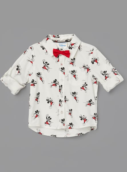 JUNIORS Mickey Mouse Print Shirt with Bow