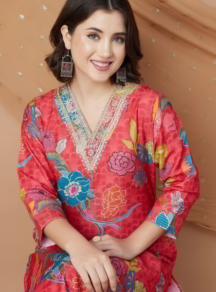 MELANGE Floral Print Straight Kurta
