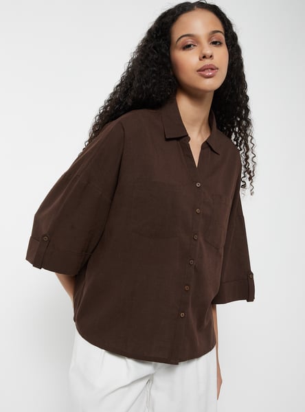 Buy Women Solid Shirt Top Online at just Rs. 599.0 - 1000016202624